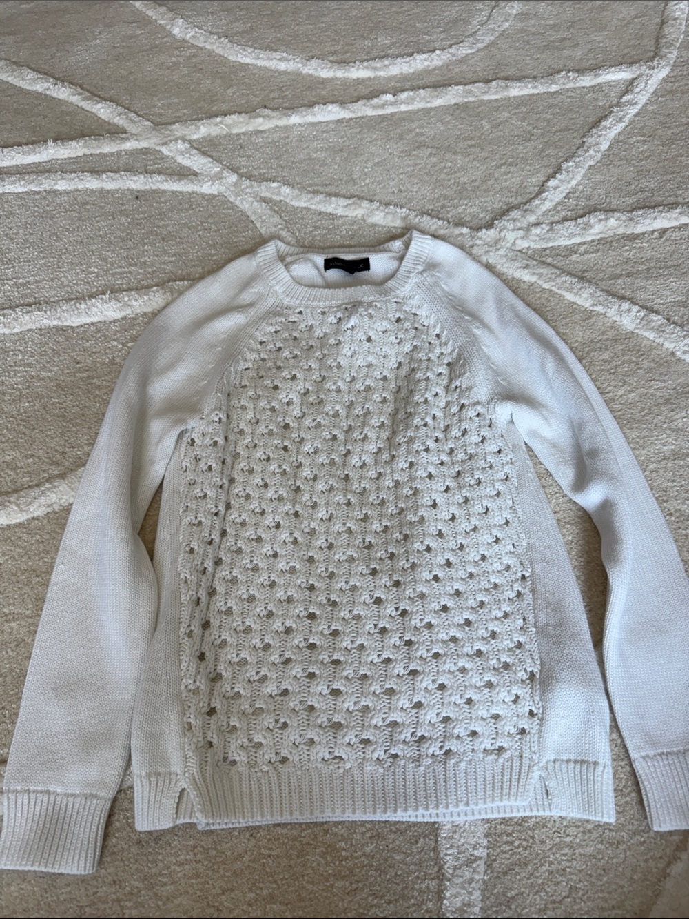 Banana Republic Women’s White Textured Knit Sweater - Classic Crewneck